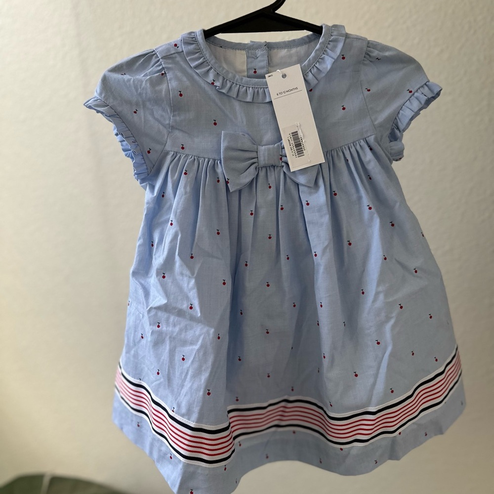 Blue Kids Dress with red white and blue Accents